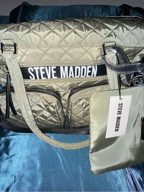 Steve Madden Olive Quilted Tote with Bold Logo